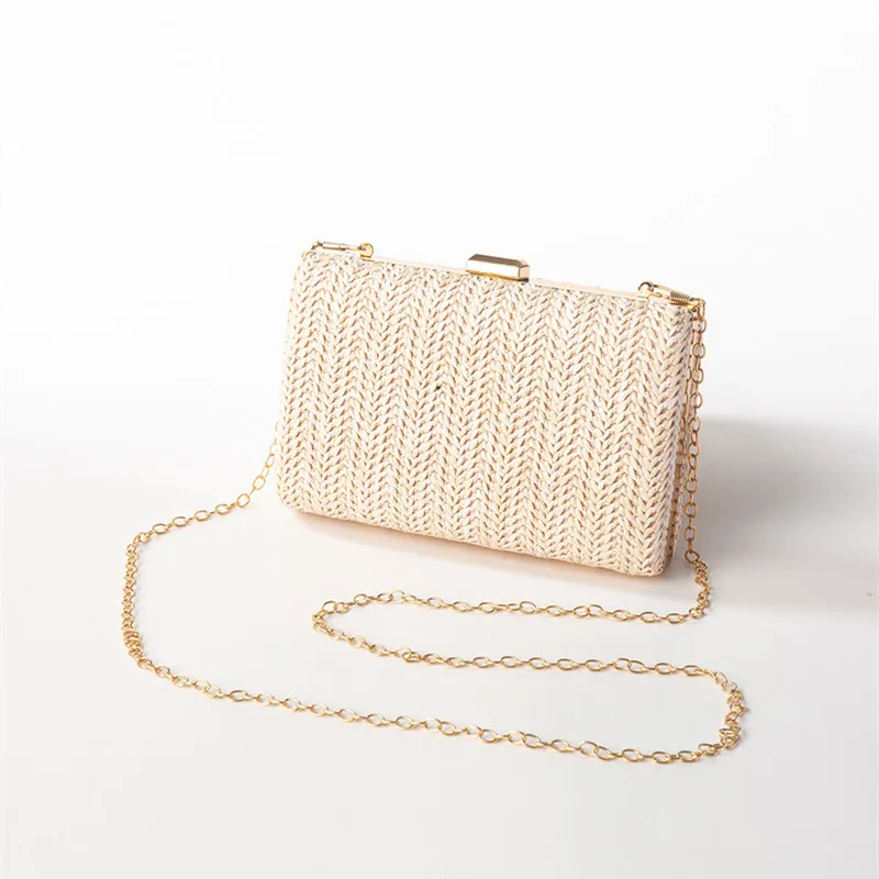 Weave Straw Evening Clutch Bags For Women Summer Party Fashion Shoulder Bags Luxury Hadbags Purse Wedding Bridal Clutches Sac