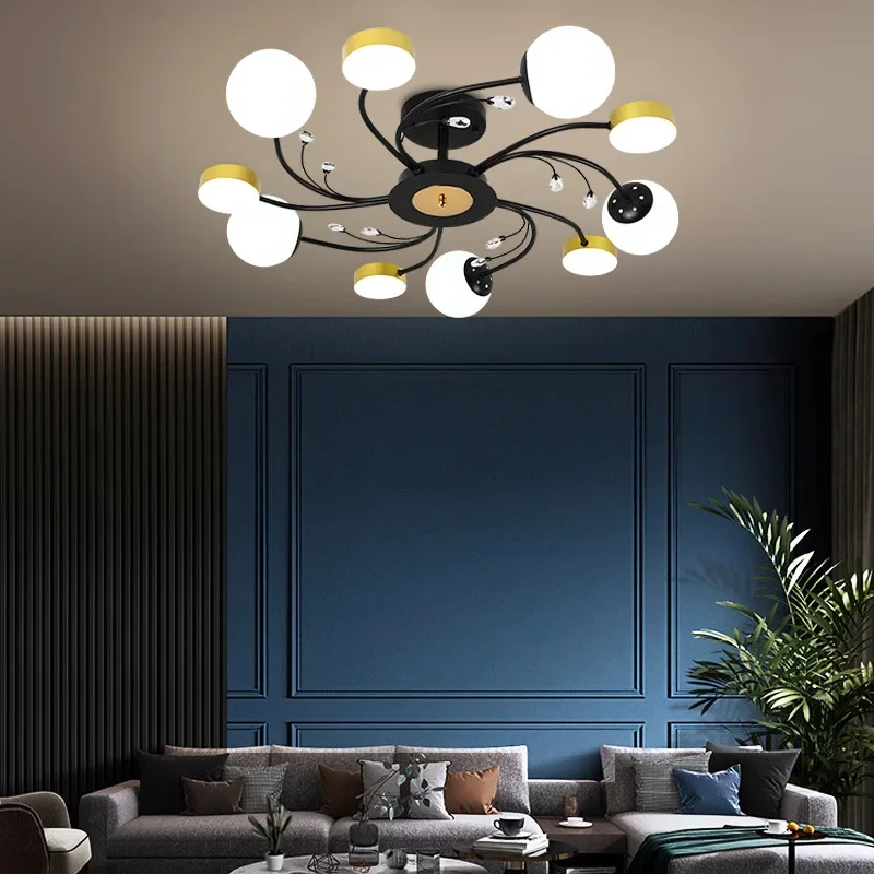 Modern Glass Ball Ceiling Chandelier Black for Bedroom Living Rroom Children\'s Pendant Lamp Minimalist Decor Lusters Luminaires