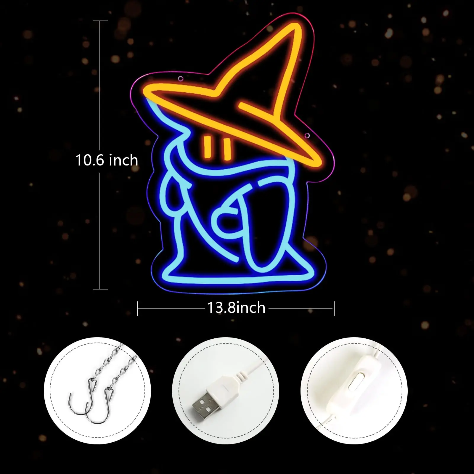 Black Mage Neon Signs Fantasy Neon Lights Final Fantasy Black Mage Led Light Sign Party Masquerade Party Game Room Party Decor