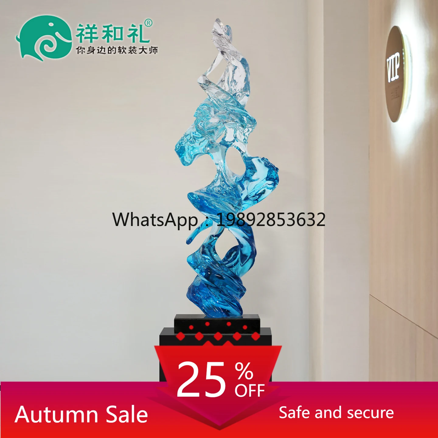 

LYY Modern Entrance Abstract Floor Sculpture Hotel Lobby Model Room Transparent Art Sculpture