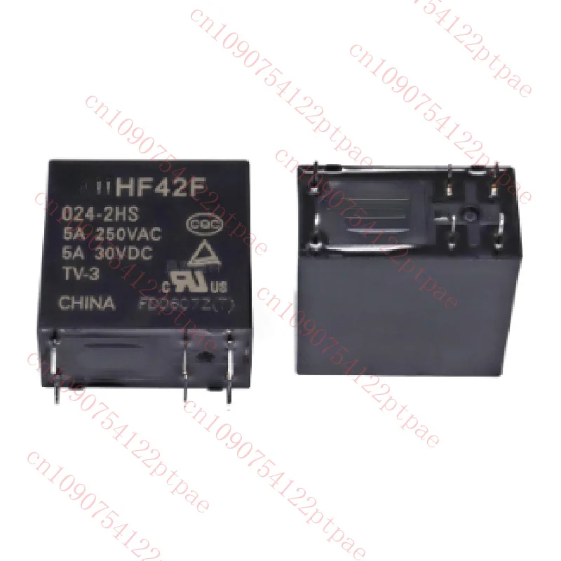 100pcs Power relay HF42F-005-2HS HF42F-012-2HS HF42F-024-2HS 5VDC 12VDC 24VDC 5A 250VAC 6PIN Original New