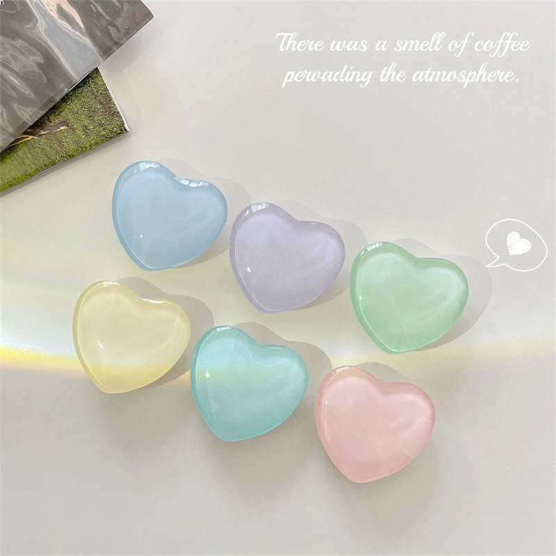 INS-3D 유리 투명 에폭시 크리스탈 볼 하트 그립톡 브래킷, 아이폰 14 13 프로 맥스 휴대 전화 케이스 스탠드 그립 톡