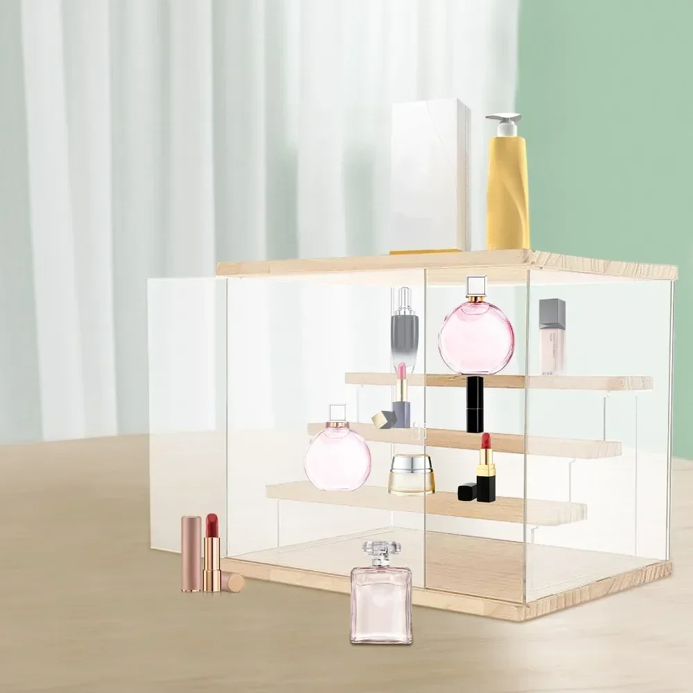 صندوق عرض أكريليك، شبكة تخزين خشبية شفافة مقاومة للغبار مكونة من 4 طبقات، حافظة عرض لشخصيات صغيرة ومقتنيات Funko Pop