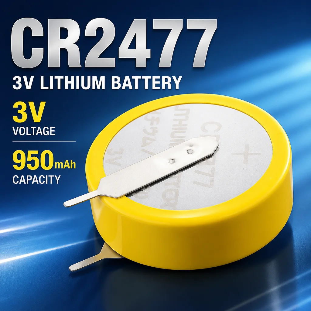 20PCS Industrial Grade CR2477 3V Lithium Button Cell with Soldering Legs for Rice Cooker IoT Position Card PCB Boar