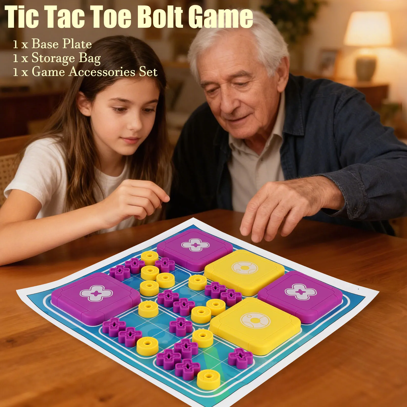 

Kid Tic Tac Toe Bolt Game 3-in-1 Handheld Puzzle Game Fun Family Board Games Table Toy Logical Thinking Challenge Brain Teasers