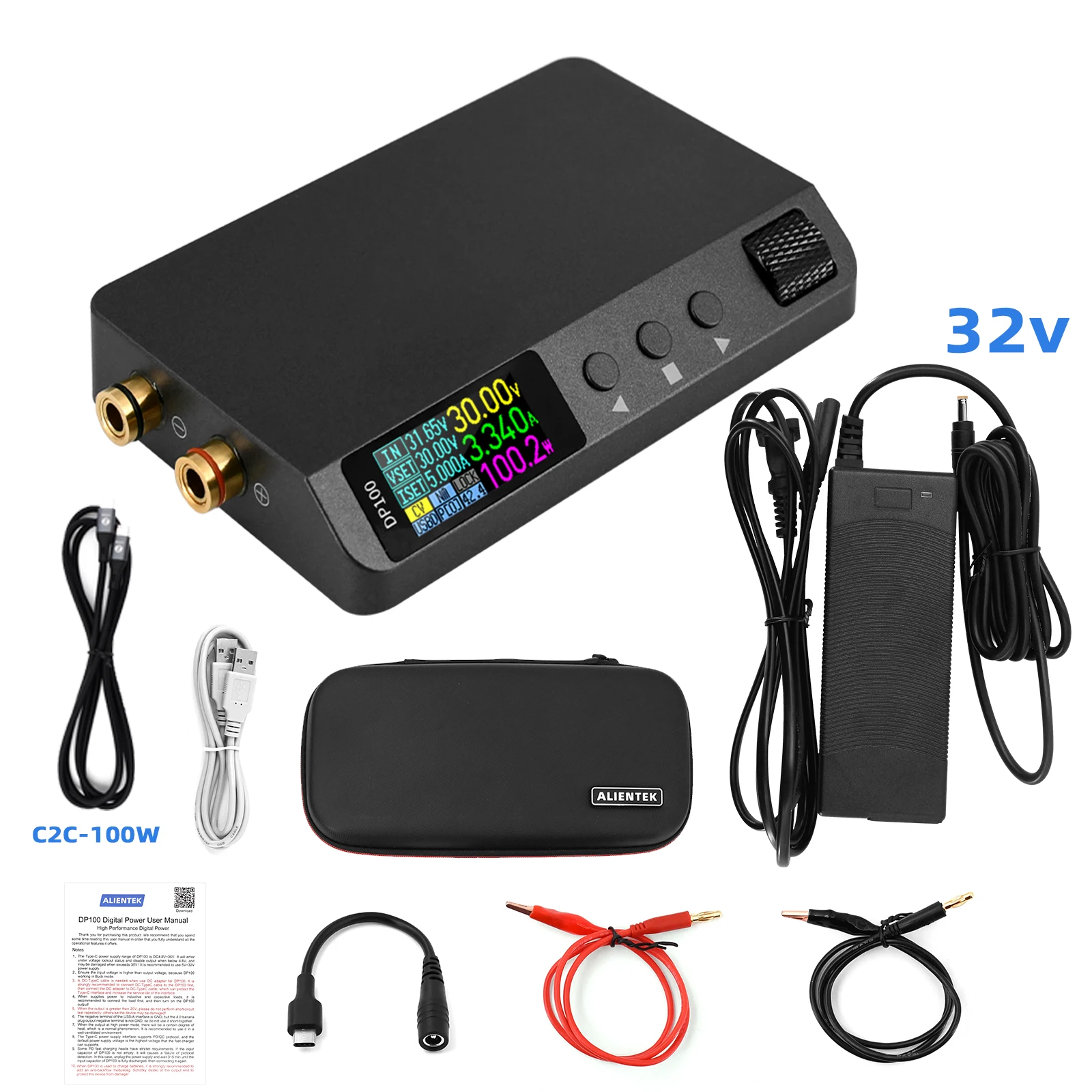 ALIENTEK DP100 DC-voeding Verstelbare 30V 5A Laboratoriumbankvoeding Draagbare regelaar Schakelende digitale voeding - afbeelding 1