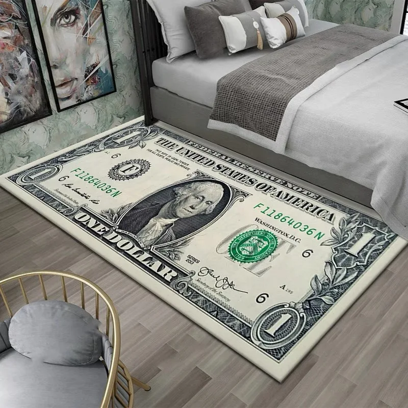 VIKAMA Bedroom Bed Dollar Rug Living Room End Table Mat Personality Porch Bay Window Mat Non-Slip Euro Pound Home Decor