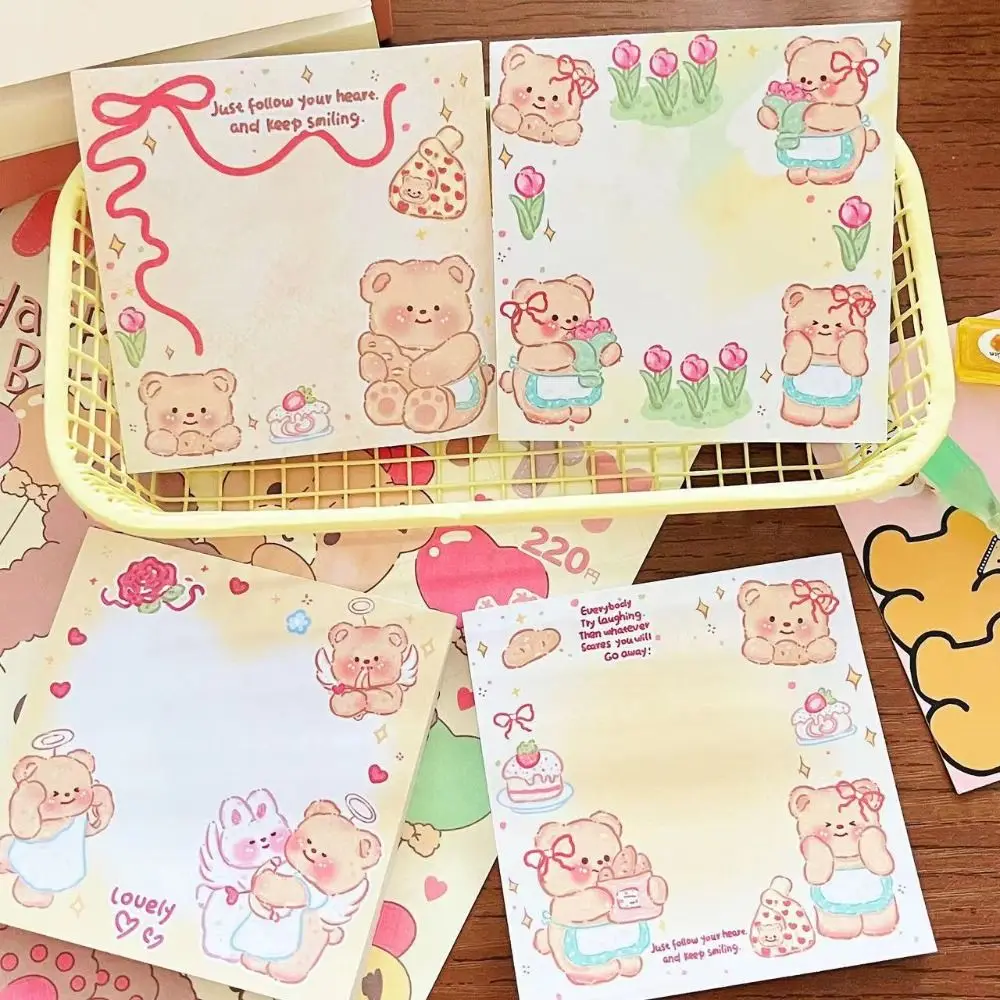 Cute Butter Bear Sticky Note Simple Original N Times Memo Pad Multi-purpose Multifunction Cartoon Animal Decorative Sticker