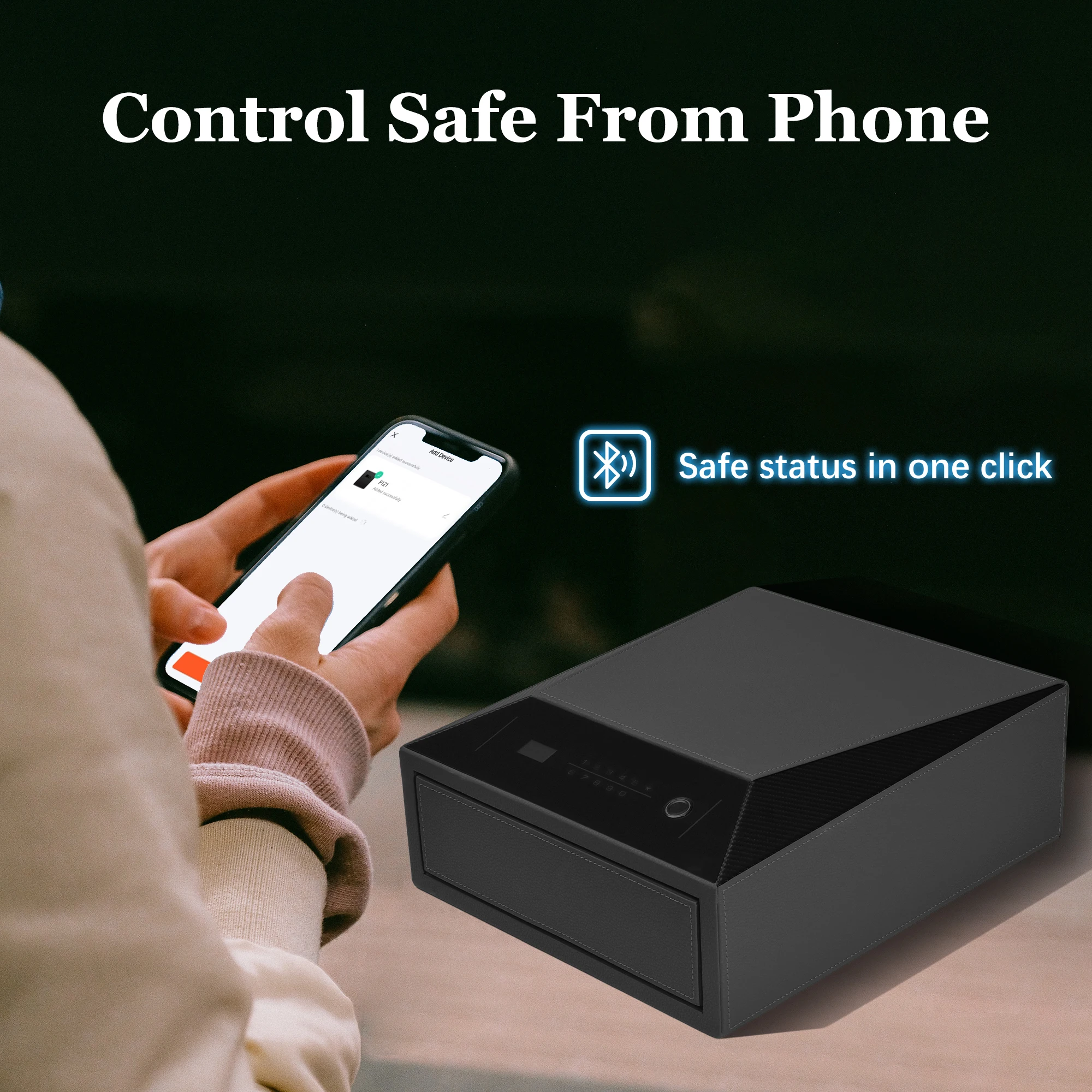 Biometric Fingerprint Safe,Leather Wrapped Jewelry Safes,Quick-Access Handgun Safe for Home and Vehicle
