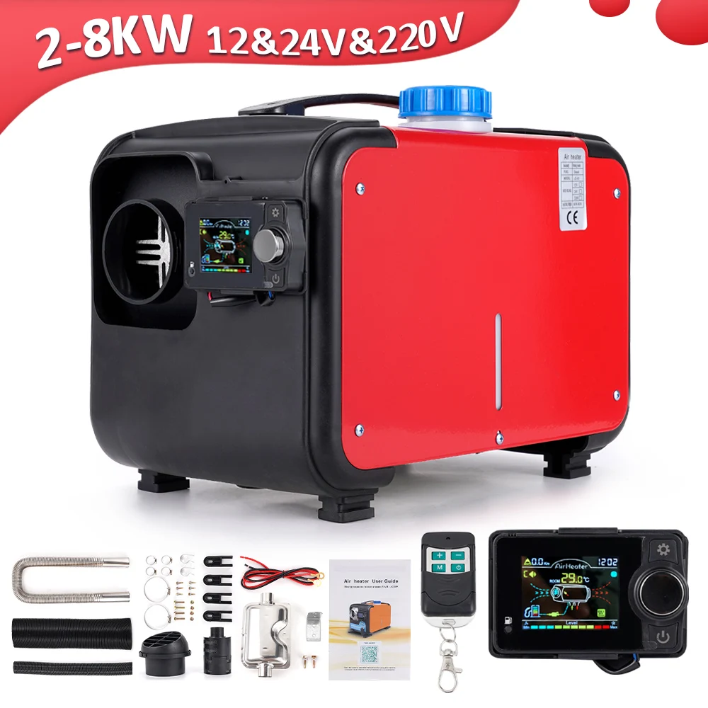 Diesel Air Heater Plastic Housing 2-8KW12V24V220V Bluetooth Single Hole Portable All In One Parking Heater for Truck RV Home Use