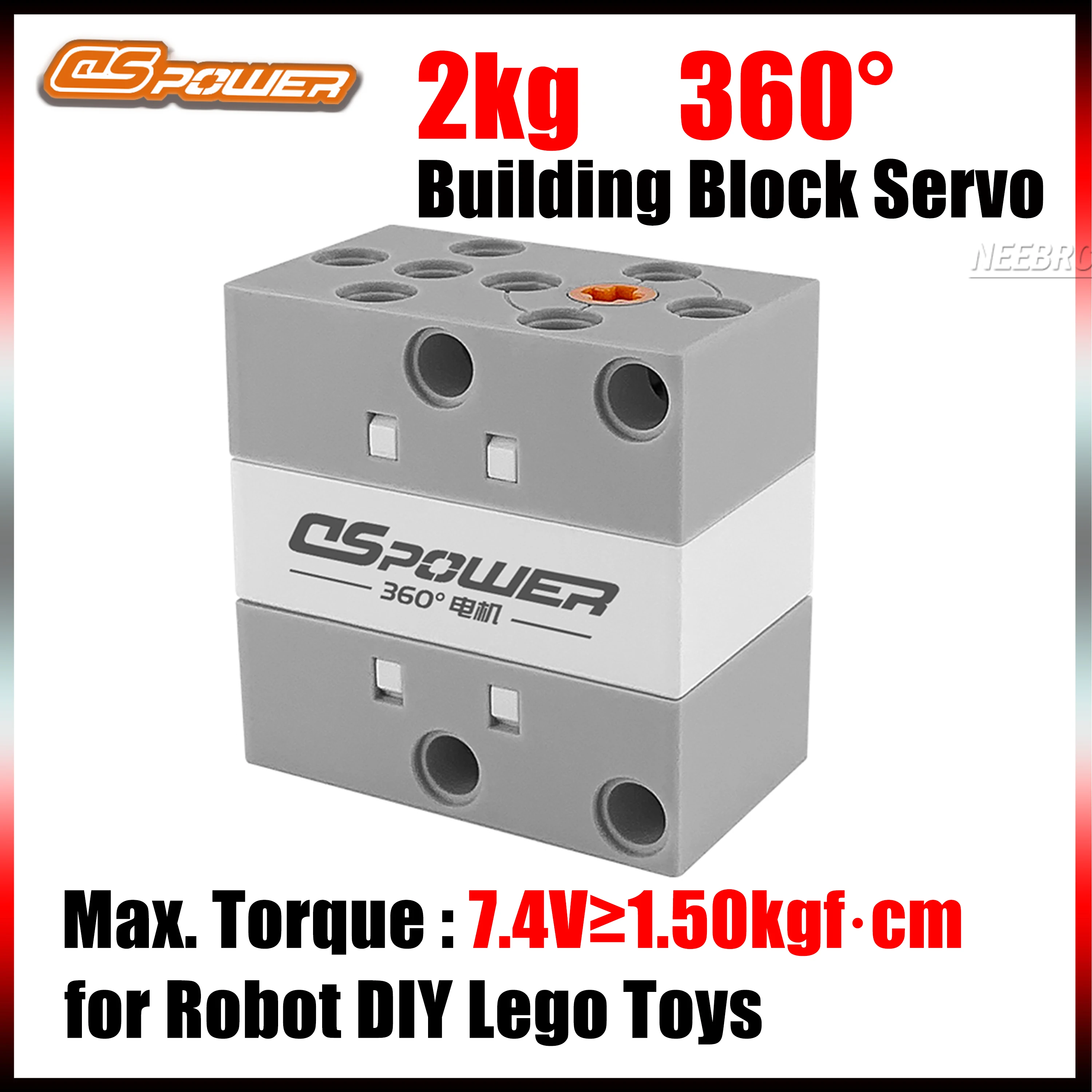 

DSpower 2KG 360° Porous Bit Bidirectional Output Programmable Building Block Servo Programming for Robot DIY Lego Toys Parts