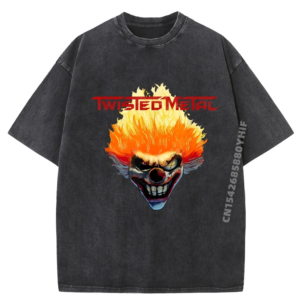 

Vibrant Sweet Tooth Tops & Tees Comfortable Mens Printed T-shirt Hip Hop Retro Washed Tee Shirt Graphic Clothes