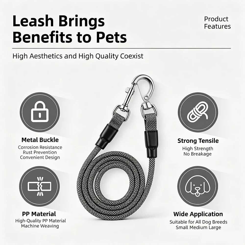 Durable Heavy Duty Dog Leash, Nylon Training Lead for Recall & Agility, Srong Leash for Medium Large Dogs