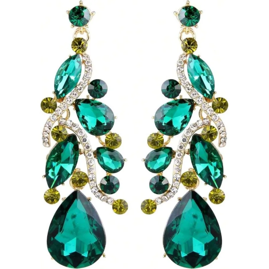 

BriLove Womenand#39;S Bohemian Boho Crystal Multi Teardrop Filigree Cluster Chandelier Dangle Earrings