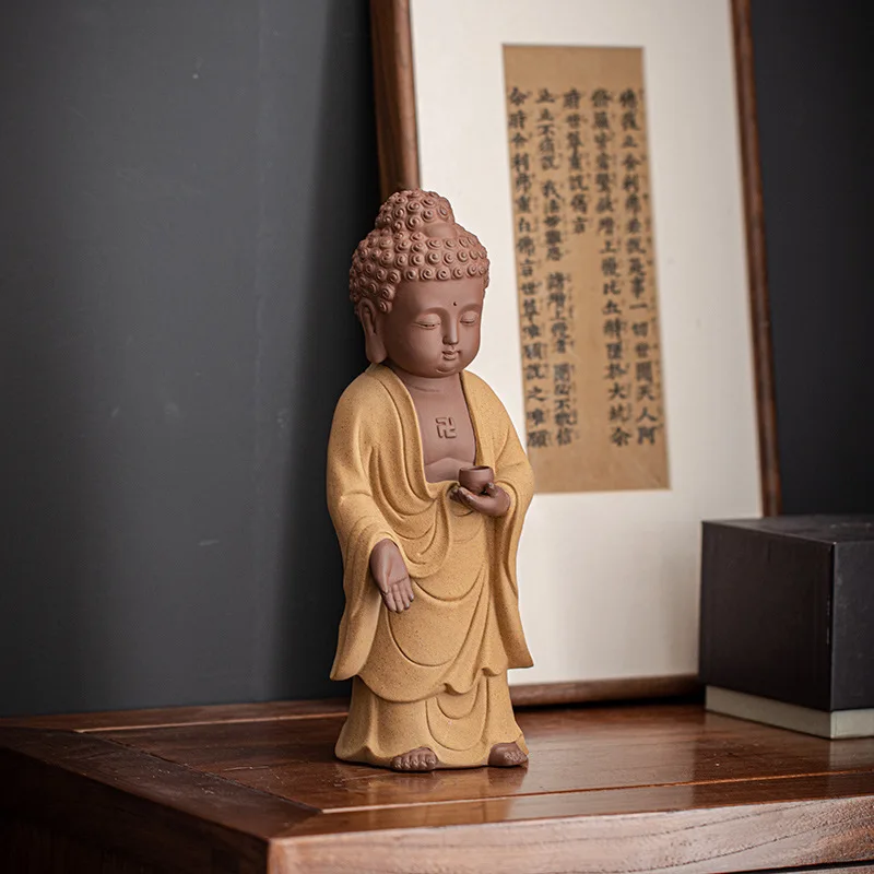YFY Western Three Saints Standing  Statue Guanyin Rulai Kizo King Dasheng to  Worship Statue Household Ceramic Ornament