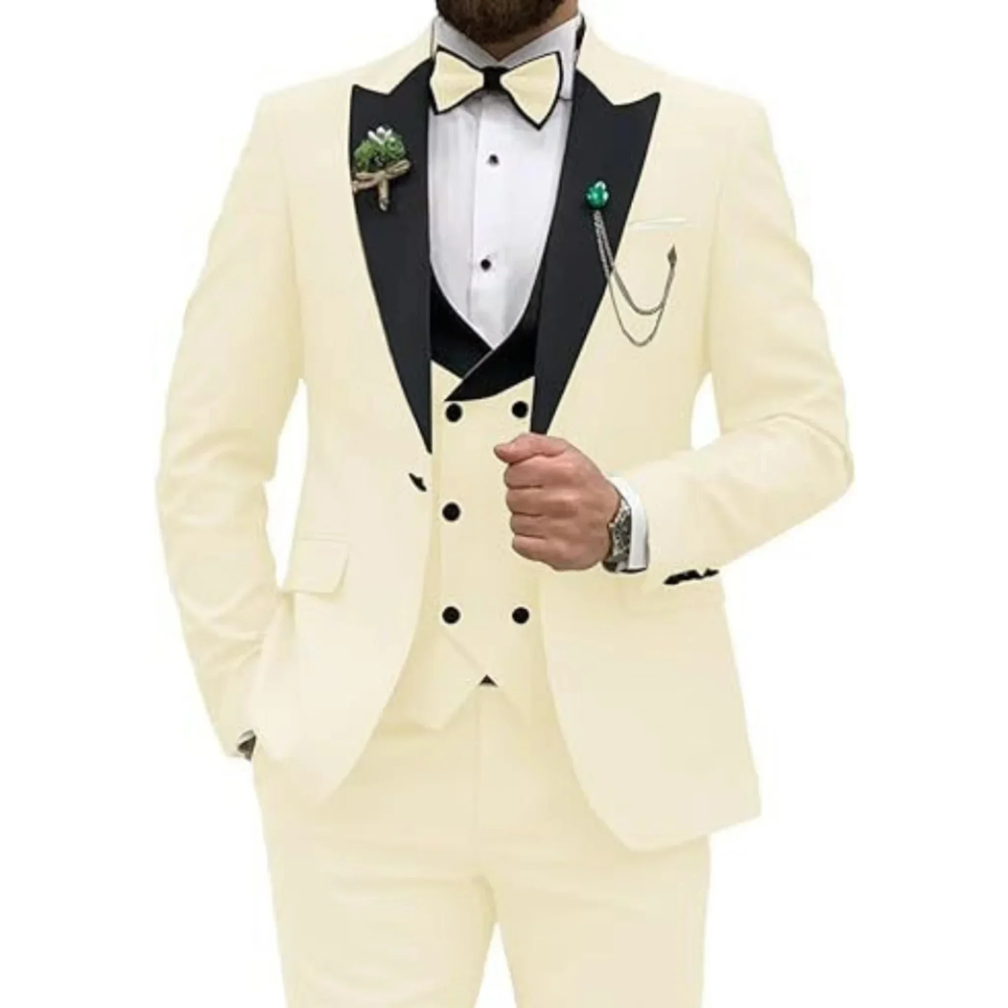 Terno masculino colorido luxo blazer colete e calça define 3 peça vestido de aniversário negócios baile de formatura trajes de festa à noite alta