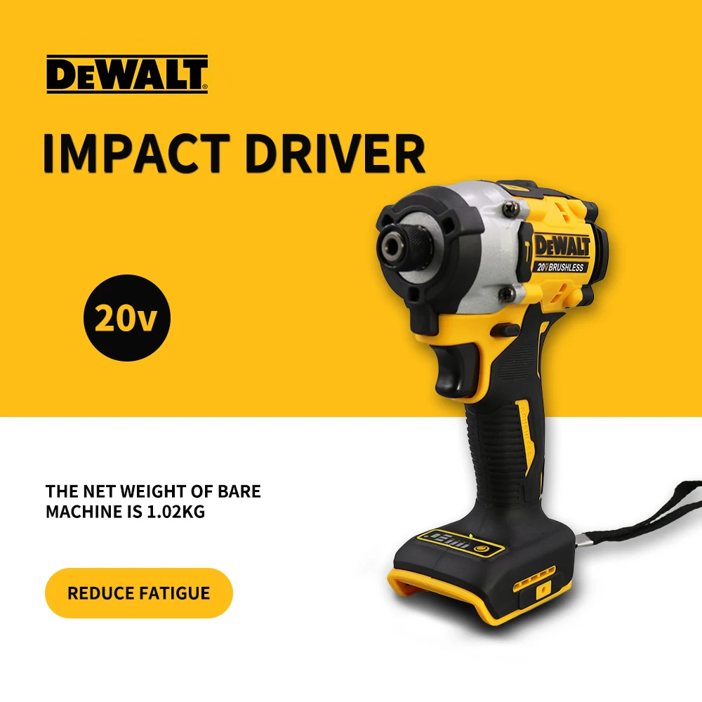 DEWALT-taladro de impacto DCF860 de 20V, Motor sin escobillas, 282Nm, destornillador recargable inalámbrico, herramientas eléctricas de litio