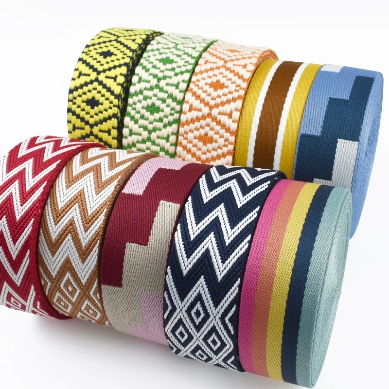 1/2/3/5Meters 38mm Jacquard Webbing Tapes for Strap Ethnic Ribbon Band Luggage Decorative Bias Binding DIY Sewing Accessories