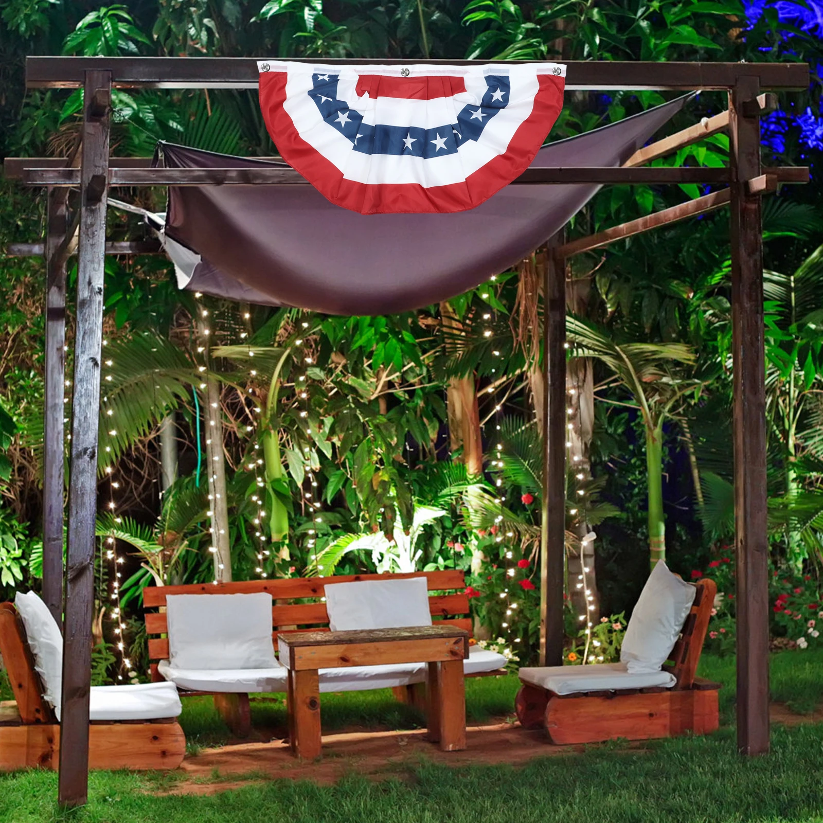 

4 Pcs American Flag Bunting Polyester Decorations Patriotic Banner Independence Day 4th Of July Outdoor Indoor