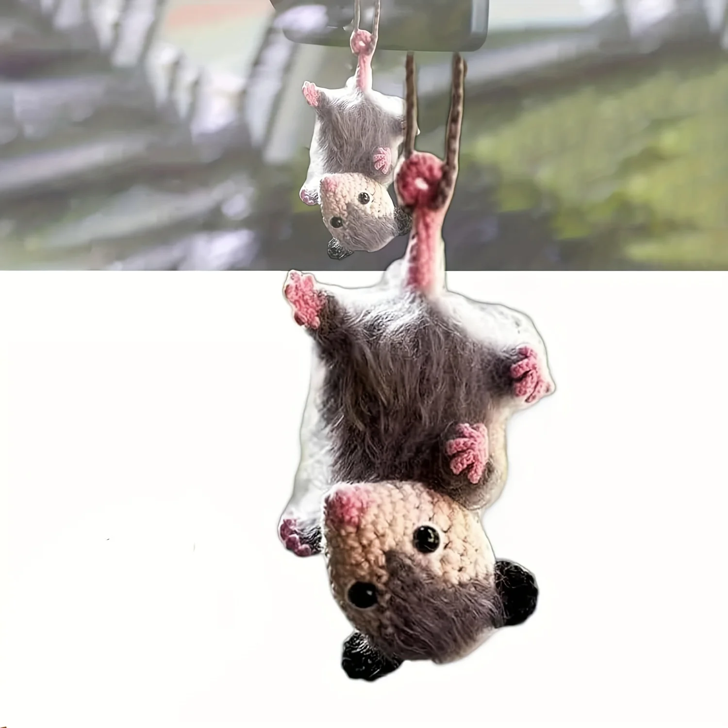 Acrylic Opossum Hanging Decoration - Featherless, No-Electricity Cute Cartoon Possum Keychain Pendant for Outdoor Display