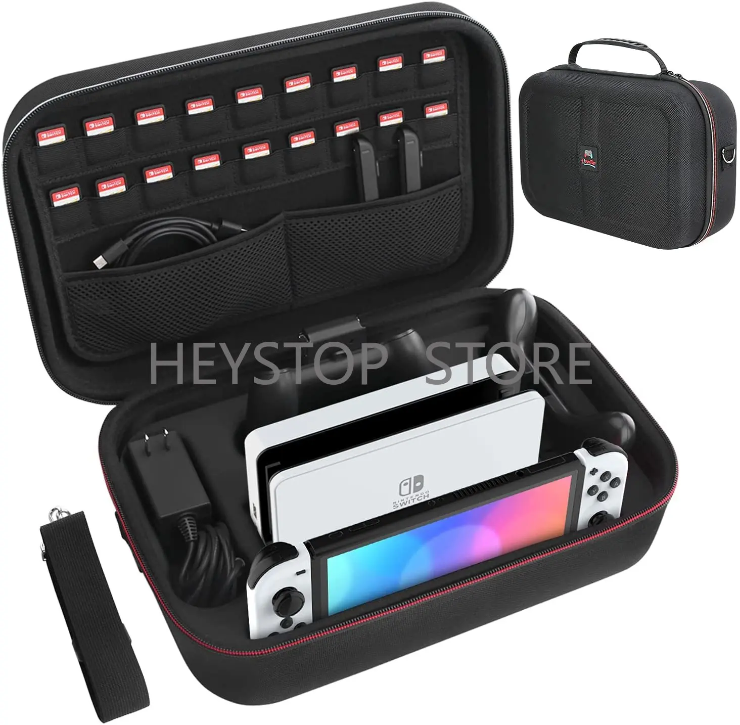 HEYSTOP Carrying Storage Case Compatible with Nintendo Switch/Switch OLED Model, Switch Case with Protective Travel Carrying Bag