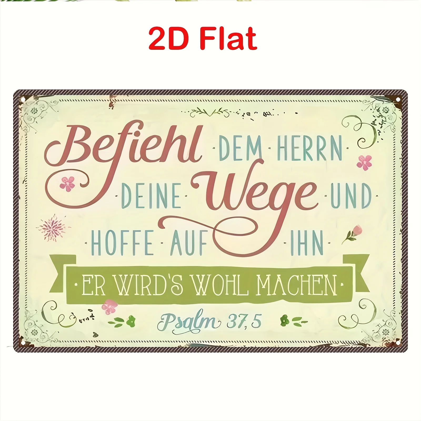 2D Flat, 1pc Vintage Metal Sign - Psalm Scripture in German & English 