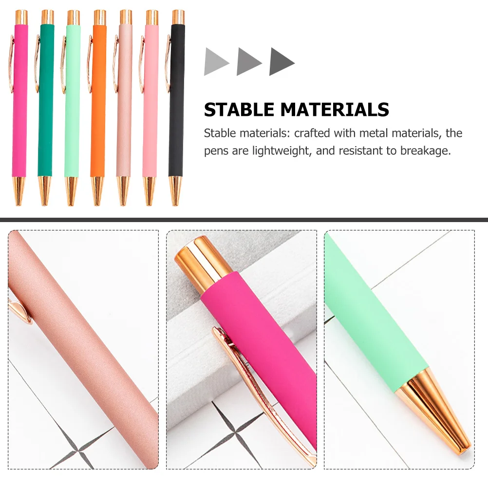 Ballpoint Pen Office Writing Ink Pens for Multicoloured Metal Portable School Retractable Cute