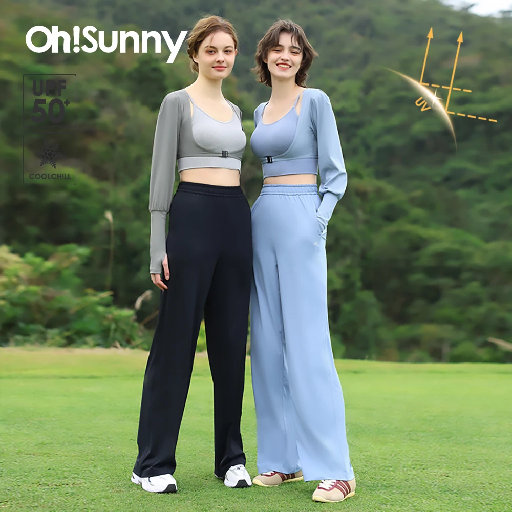 

OhSunny Women Wide Leg Pants 2024 Spring Summer New Fashion Loose Casual Cooling Trousers Anti-UV UPF50+ for Outdooor Camping