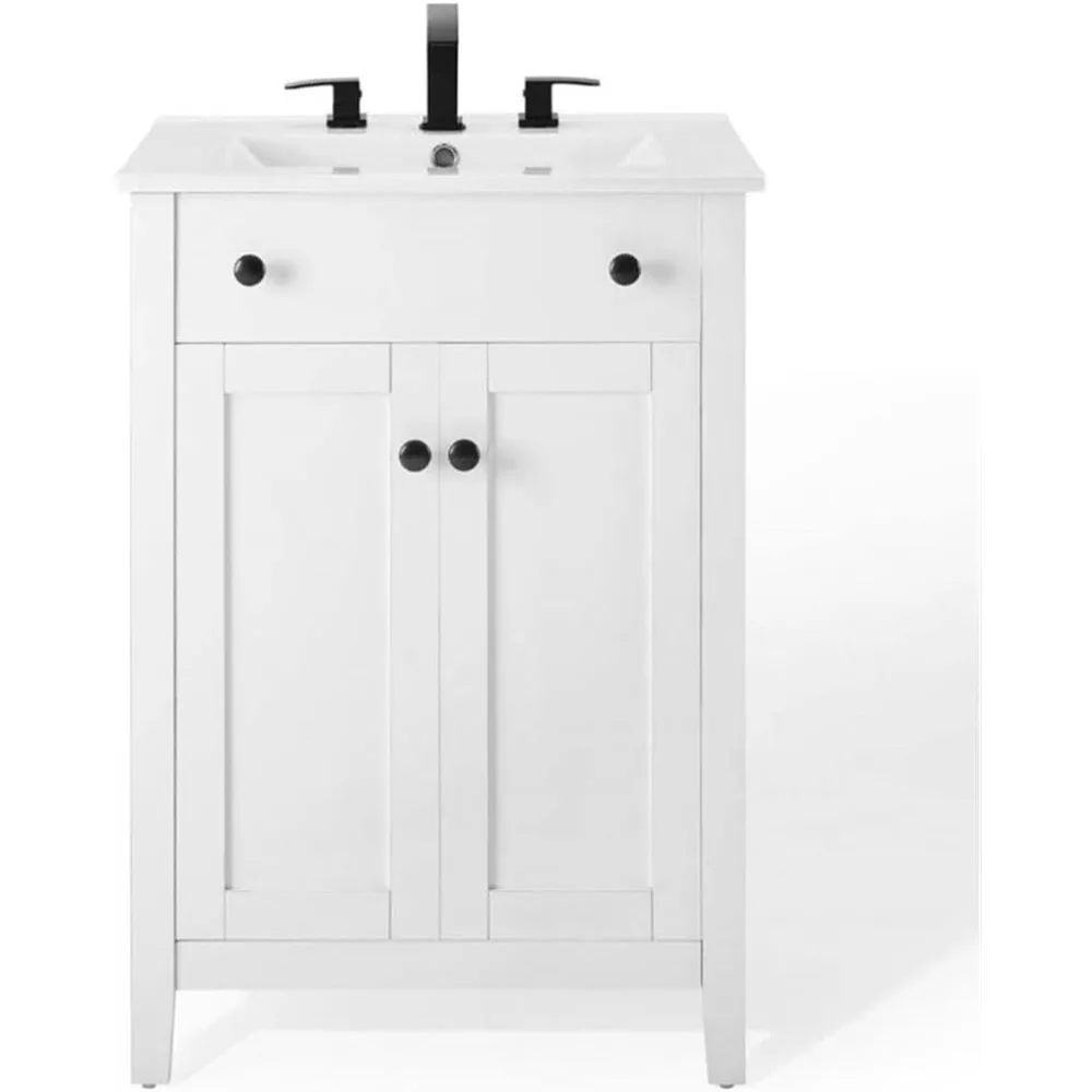 Szafka łazienkowa z białym umywalką, 24 cali