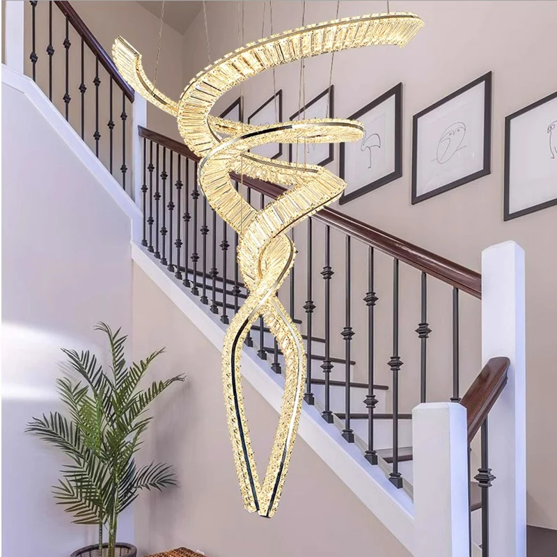 

Modern Home Decoration Crystal Chandelier Stair Pendant Lamp Living Room Pendant Lights Interior Lighting