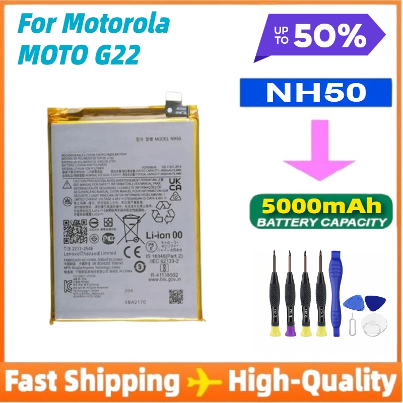 

5000mAh NH50 Battery for Motorola MOTO G22 XT2231-2 Phone Batteries+Tools