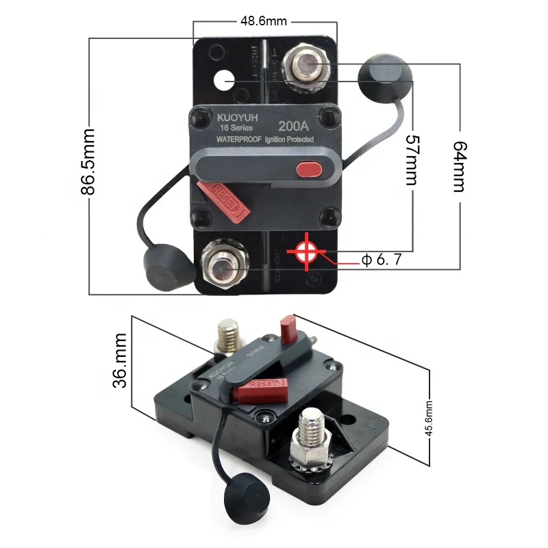 KUOYUH 200 Amp Marine DC Circuit Breaker Resettable with Manual Reset Switch Button for Boat disjuntor