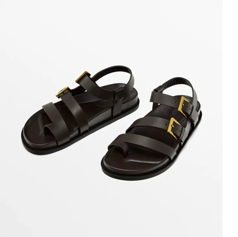 Summer 2026 Ring Toe Gothic Casual Beach Flats Women Thick Sole Platform Flat Shoes Gladiator Sandals Fashion Sandalias Mujer