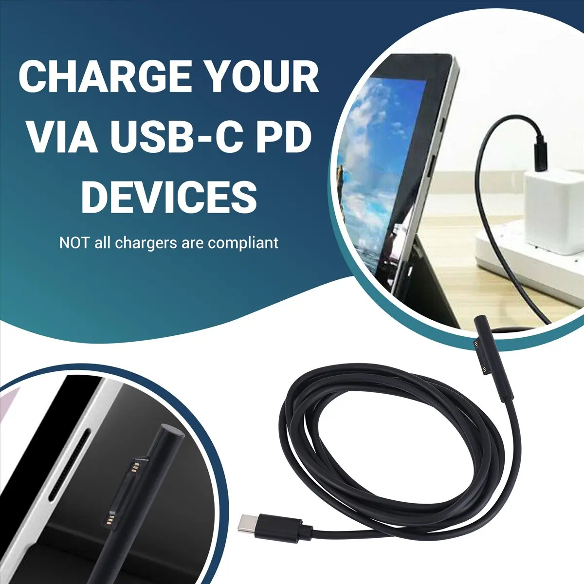 A003 for Connect to USB C Charging Cable Compatible for Pro 3/4/5/6/7, Laptop 3/2/1, Go