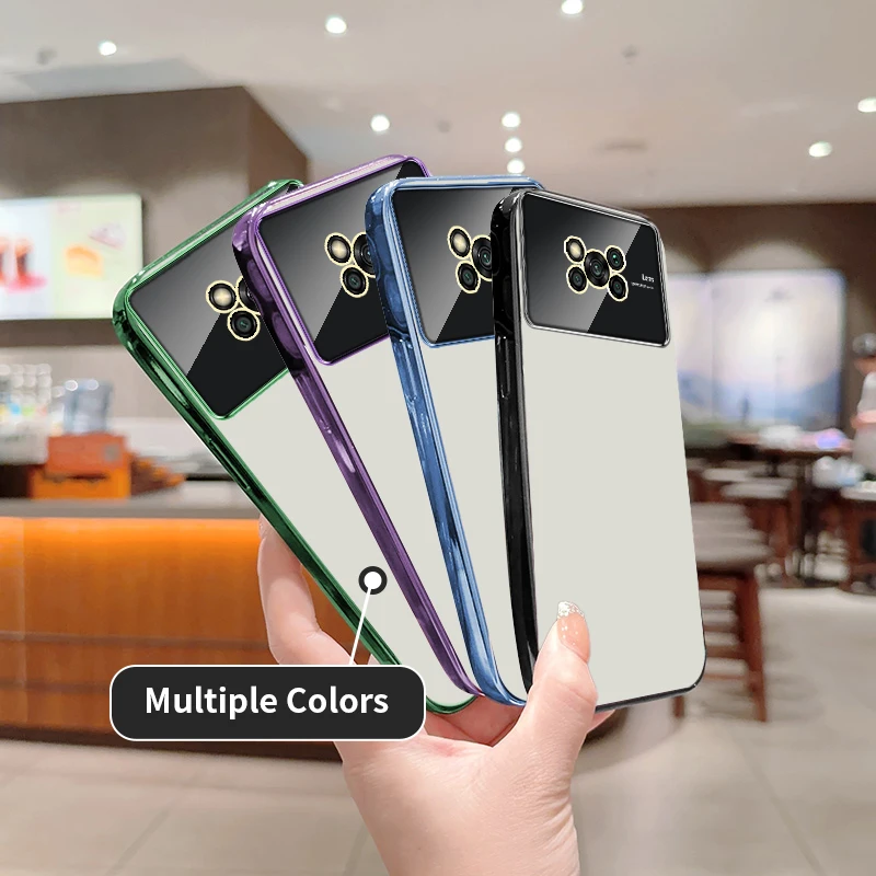 for Xiaomi Poco X3 Pro NFC Case 6D Plating Luxury Clear Large Window Lens Film Shockproof Soft Cute Phone Cover PocoX3ProNFC