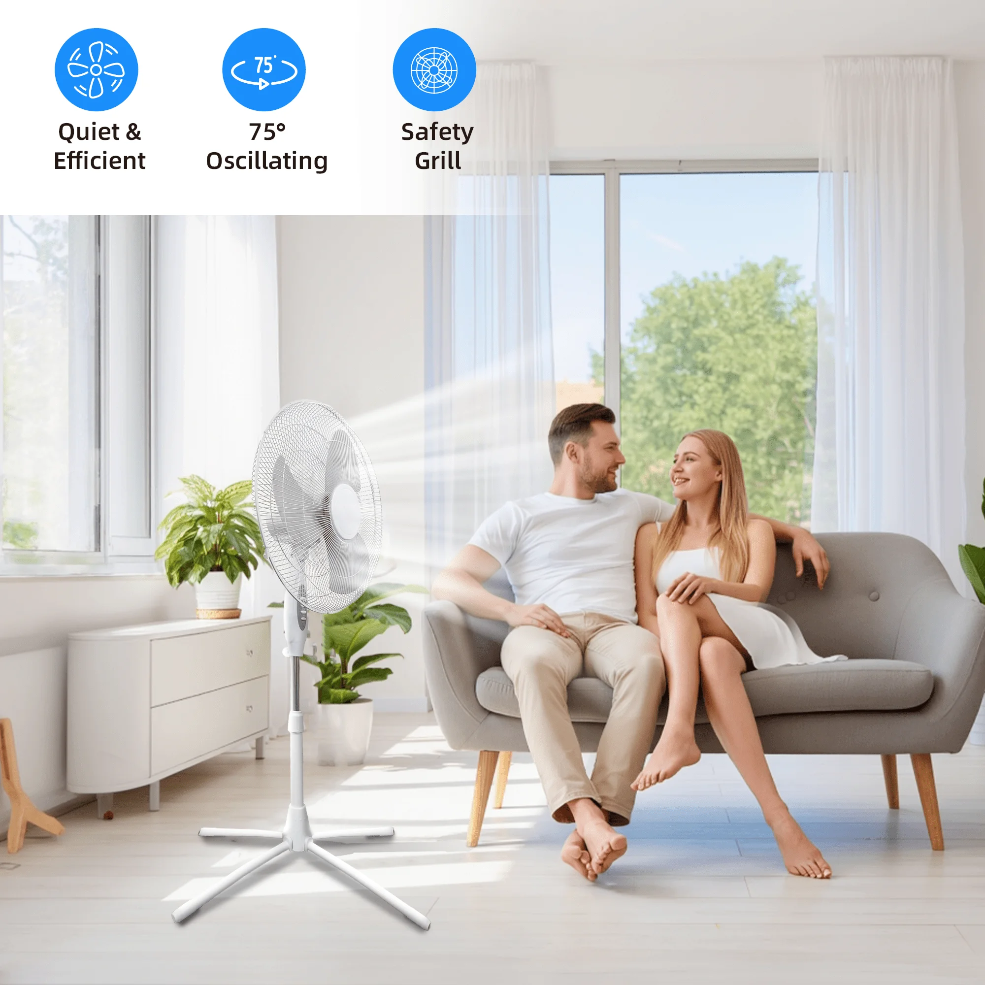 

Oscillating Pedestal Fan with or without Remote Control, 18 Inch Stand Fan with 3 Speed for Home, Bedroom & Office