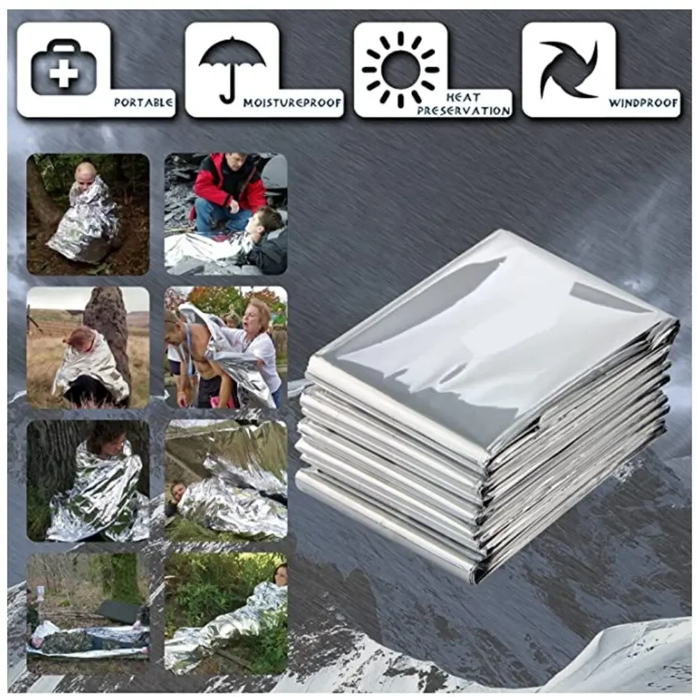 ผ้าห่มฉนวนกันความร้อนฉุกเฉินสำหรับสัตว์เลี้ยงผ้าห่มกันน้ำกันหนาวแบบพกพาสำหรับแคมป์กลางแจ้งกลางแจ้ง