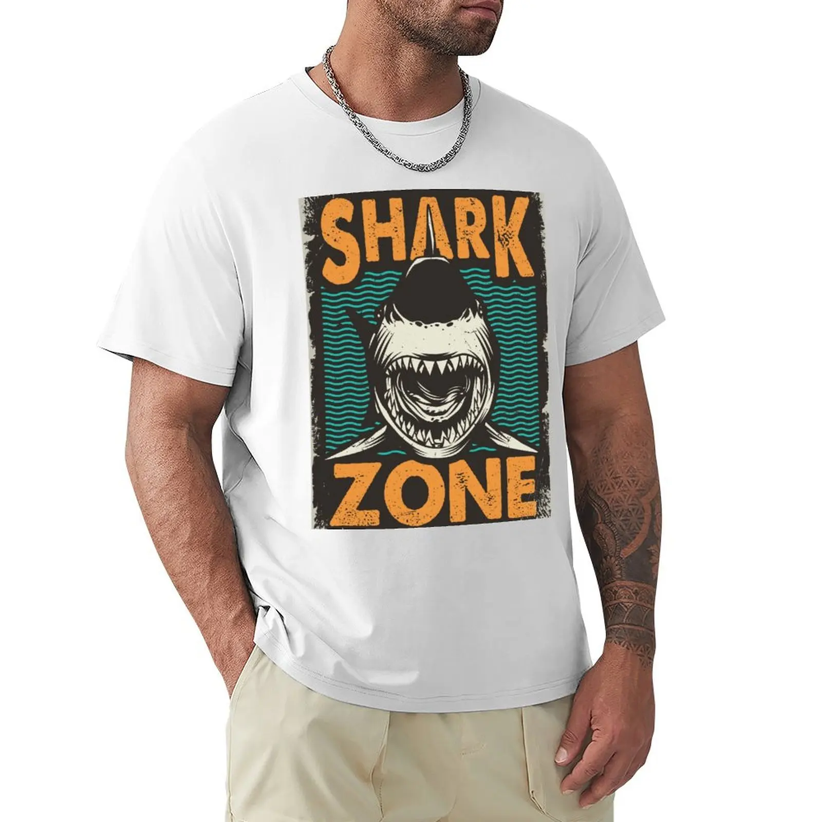 Shark Zone T-Shirt tees boys whites fruit of the loom mens t shirts