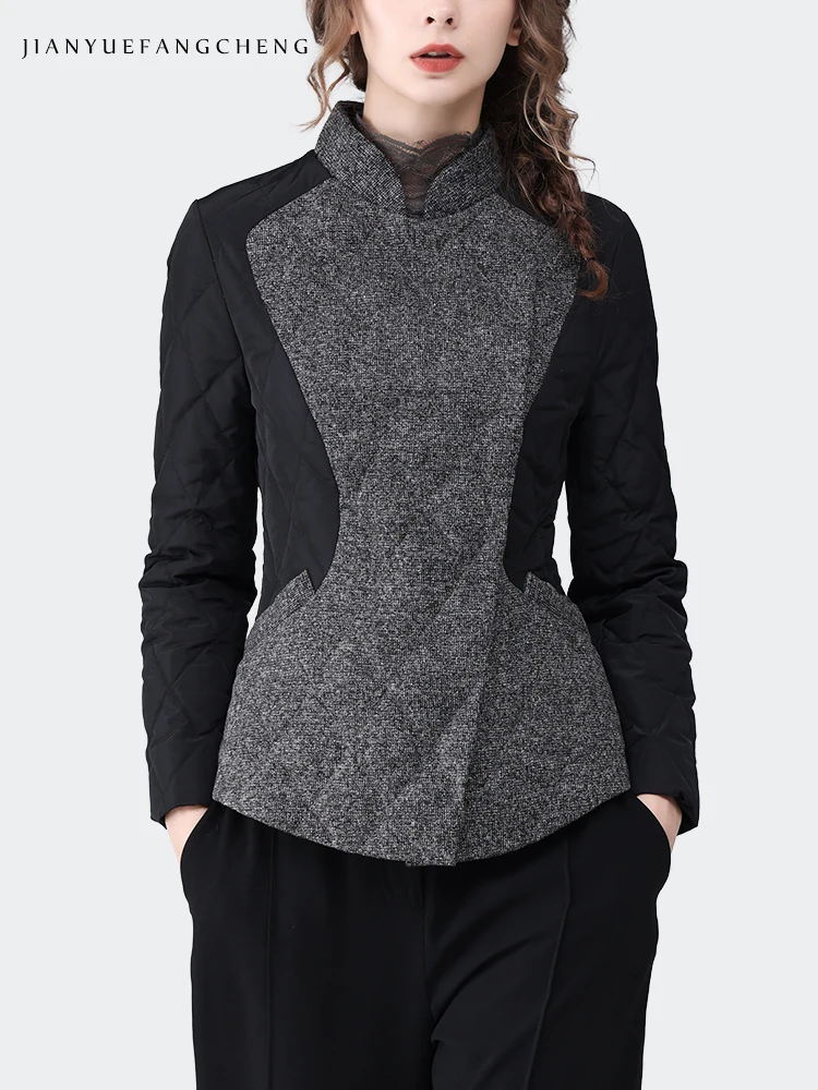 2026 new women's casual versatile slimming jacket fashionable color blocked women's down jacket winter warm white duck down 90%