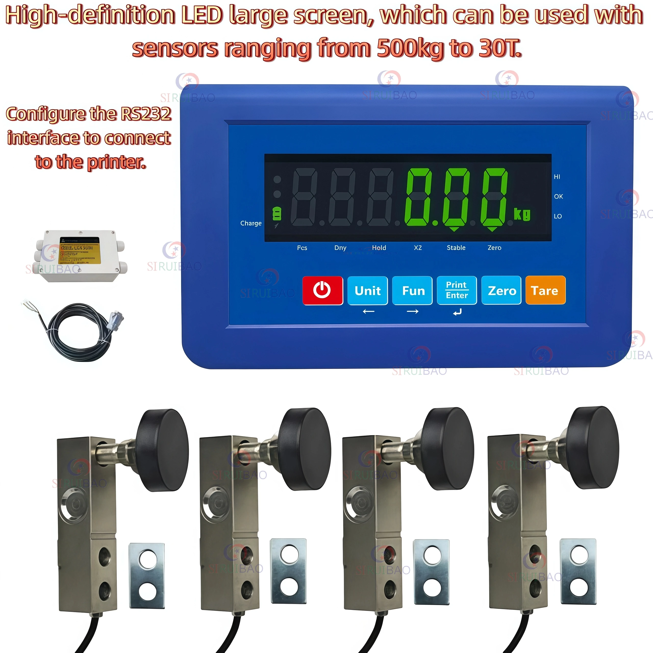 Balança resistente de 500kg-30T, kit de pesagem DIY para indústria de gado de veículos, caminhões, com display LED HD e sensores YCZ-320