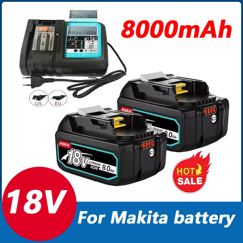 Для Makita 18 В 8,0 Ач аккумуляторная батарея для электроинструментов Makita со светодиодной литий-ионной заменой LXT BL1860 1850 вольт 8000 мАч