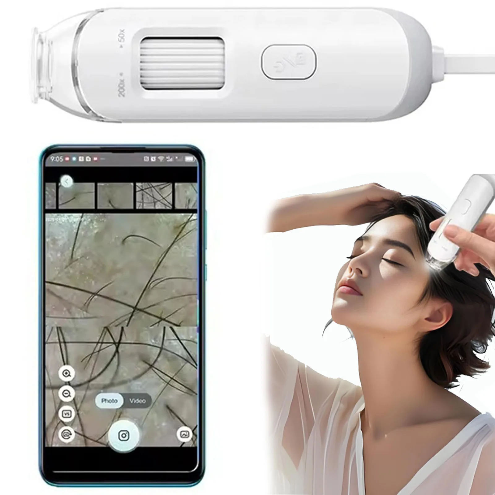 Electron Dermatoscope Scalp Camera Detection Professional Facial Skin Analyzer Machine Digital Microscope Pores Magnifier NEW