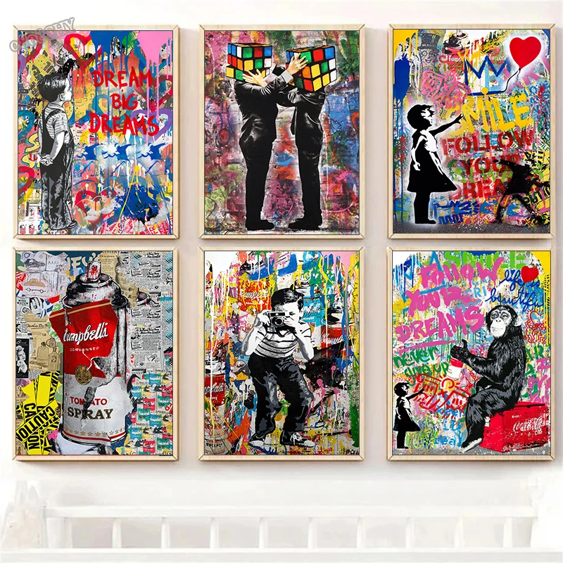 

Modern Abstract Street Wall Art Painting Banksy Graffit Art Canvas Painting Prints Poster Cuadros Wall Art Pictures Home Decor