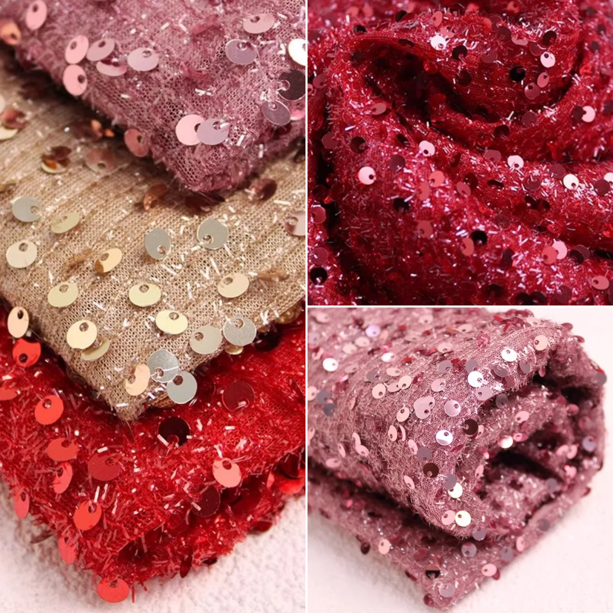 

Эластичная бархатная ткань с блестками, вышитая стеклянная шелковая нить с блестками, вышитая рождественскими украшениями, односторонняя бархатная ткань