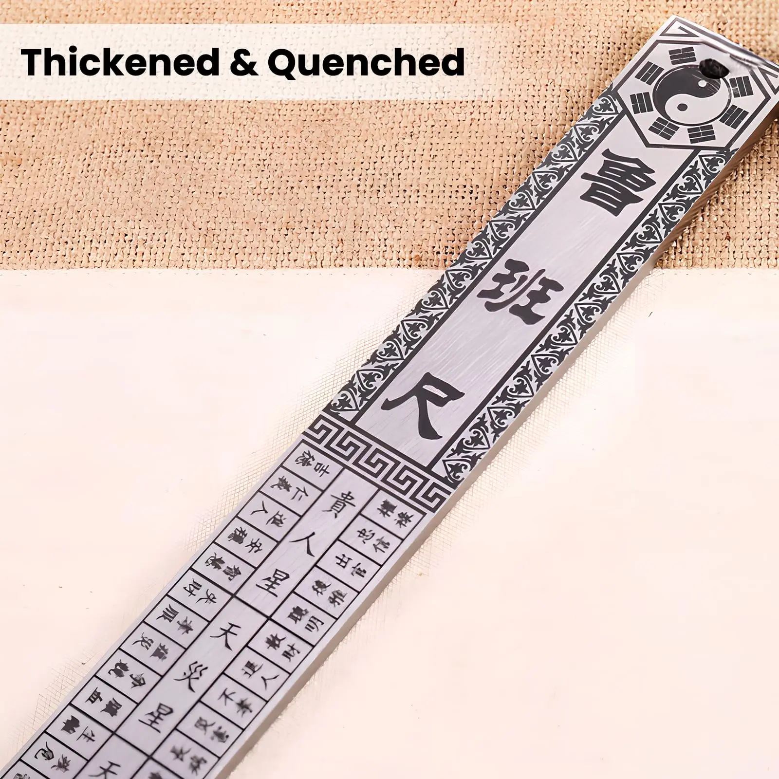 مسطرة من الفولاذ المقاوم للصدأ شديدة التحمل مقاس 20 بوصة/50 سم - مقياس مزدوج بوصة/سم، سميكة 3 مم للدقة، مع حقيبة جلدية، أداة دفاع عن النفس