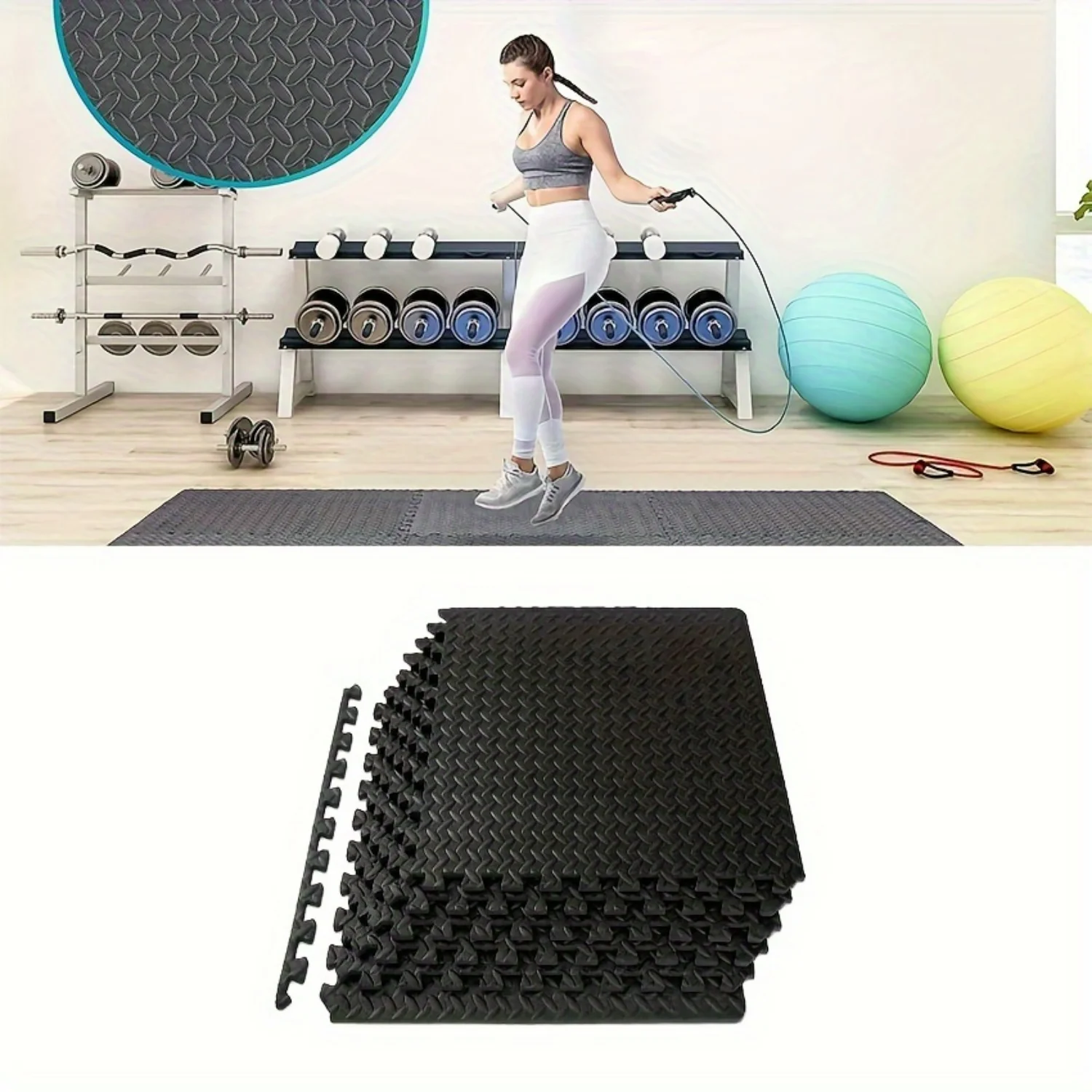 10-Piece 11.81inch  Interlocking Fitness Mats - Non-Slip, Soft Foam Tiles For  Gym & Baby Play Mat Garage flooring Exersice mat