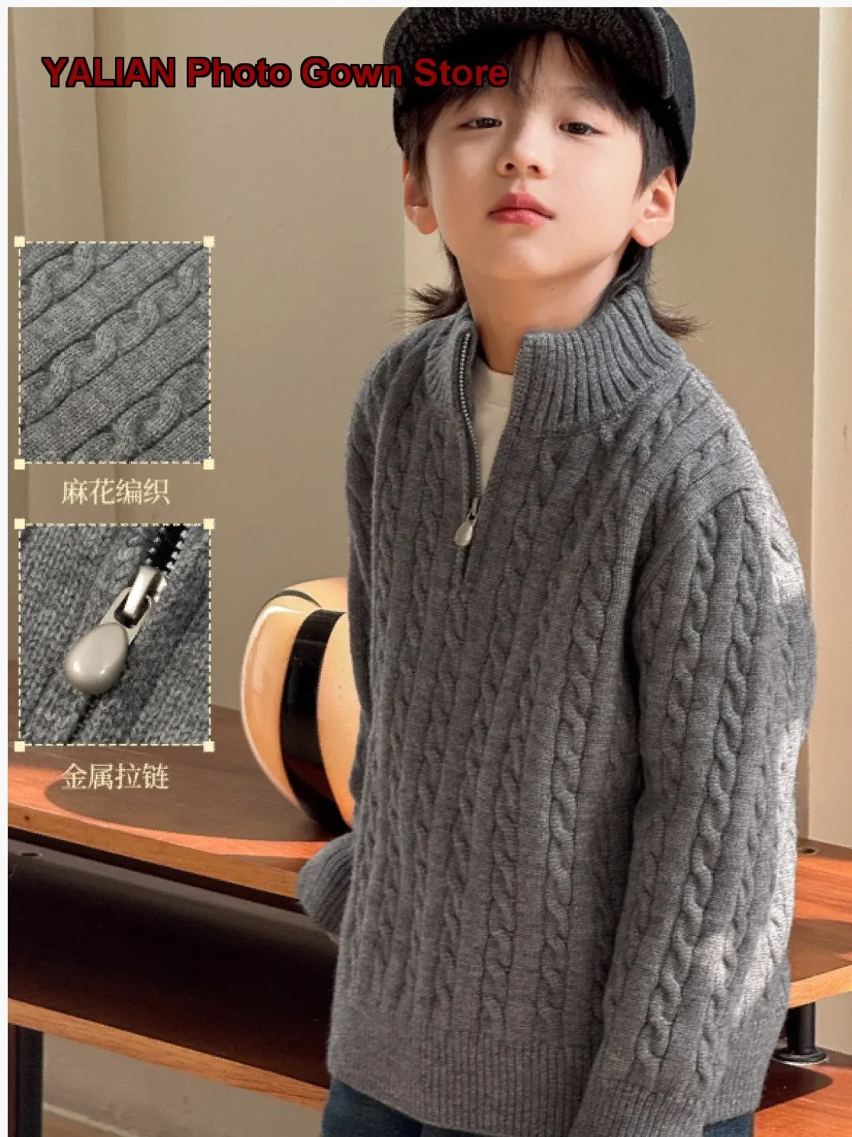 Boys Mock Neck Sweater Toddler Autumn Spring Thickened Warm Knit Top for New Year High Neck Kids