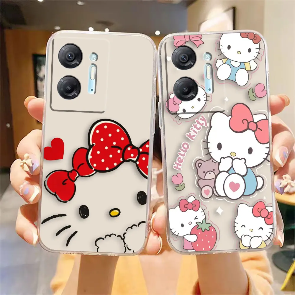 Clear Phone Case For Infinix HOT 9 10 11 12 12i 20 20s 30 30i POVA 2 3 4 PRO PLAY Case Funda Coque Shell Cartoon Hello Kitty Cat