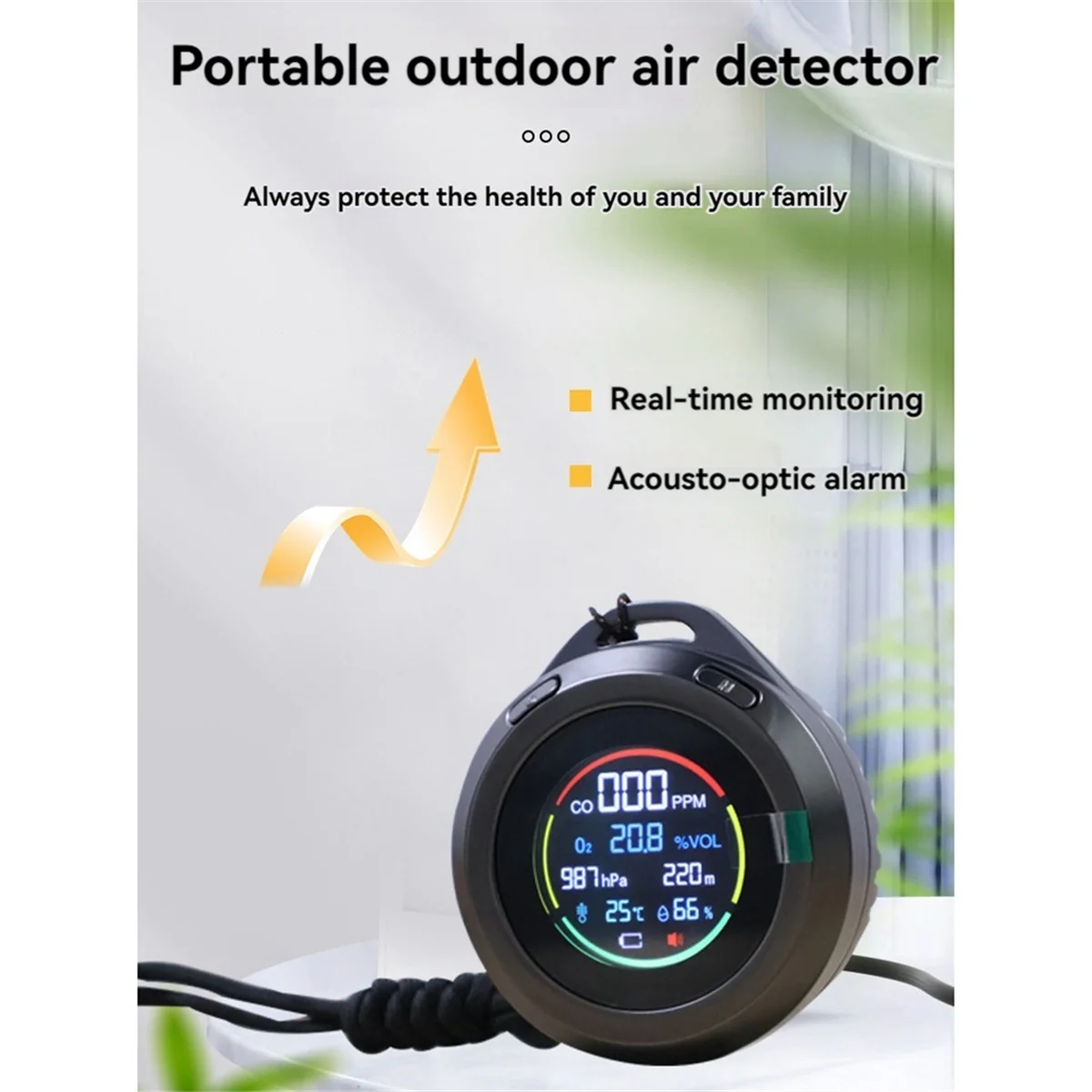 6 in 1 Air Quality Detector,Carbon Monoxide Detector,CO O2 Temperature Humidity Atmospheric Pressure Altitude Monitor