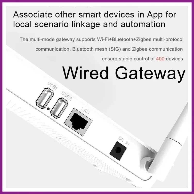 Tuya Zigbee Hub Gateway Bluetooth com fio, sinal forte aprimorado, adaptador de energia, ponte multimodo, controle de vida inteligente, 3.0